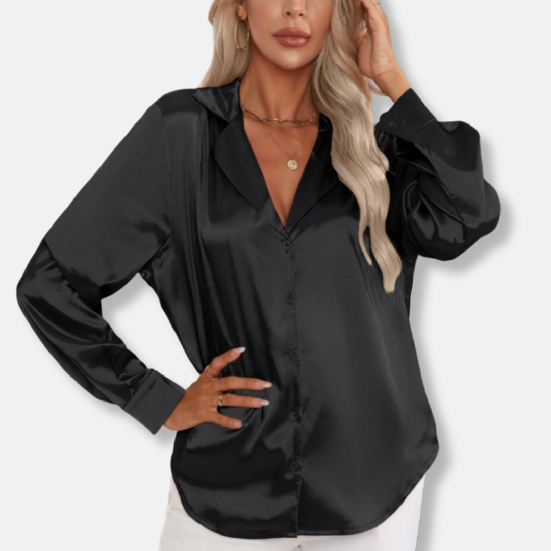 Soft Satin Casual Collar Blouse - OutfitLondon