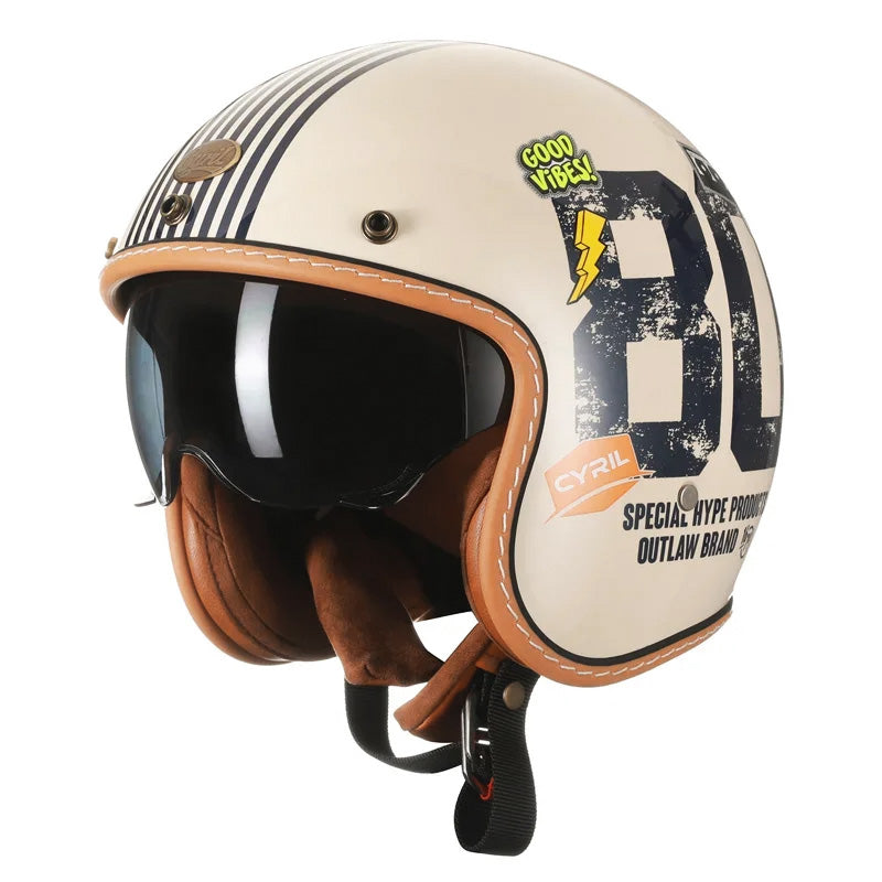 Vintage Style Open Face Bike Helmet DOT Approved Pro