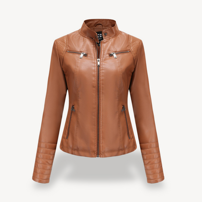 Vintage Style Faux Leather Biker Jacket for Women