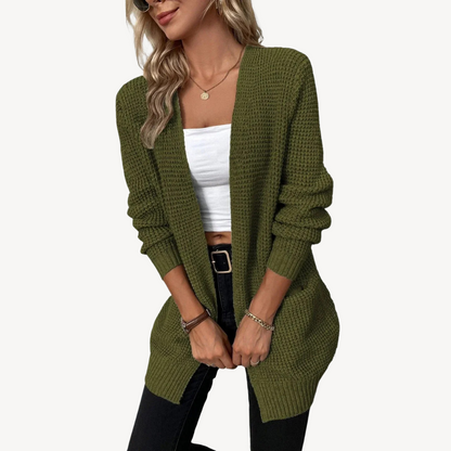 Cozy Crew Neck Cardigan for Women with Pockets