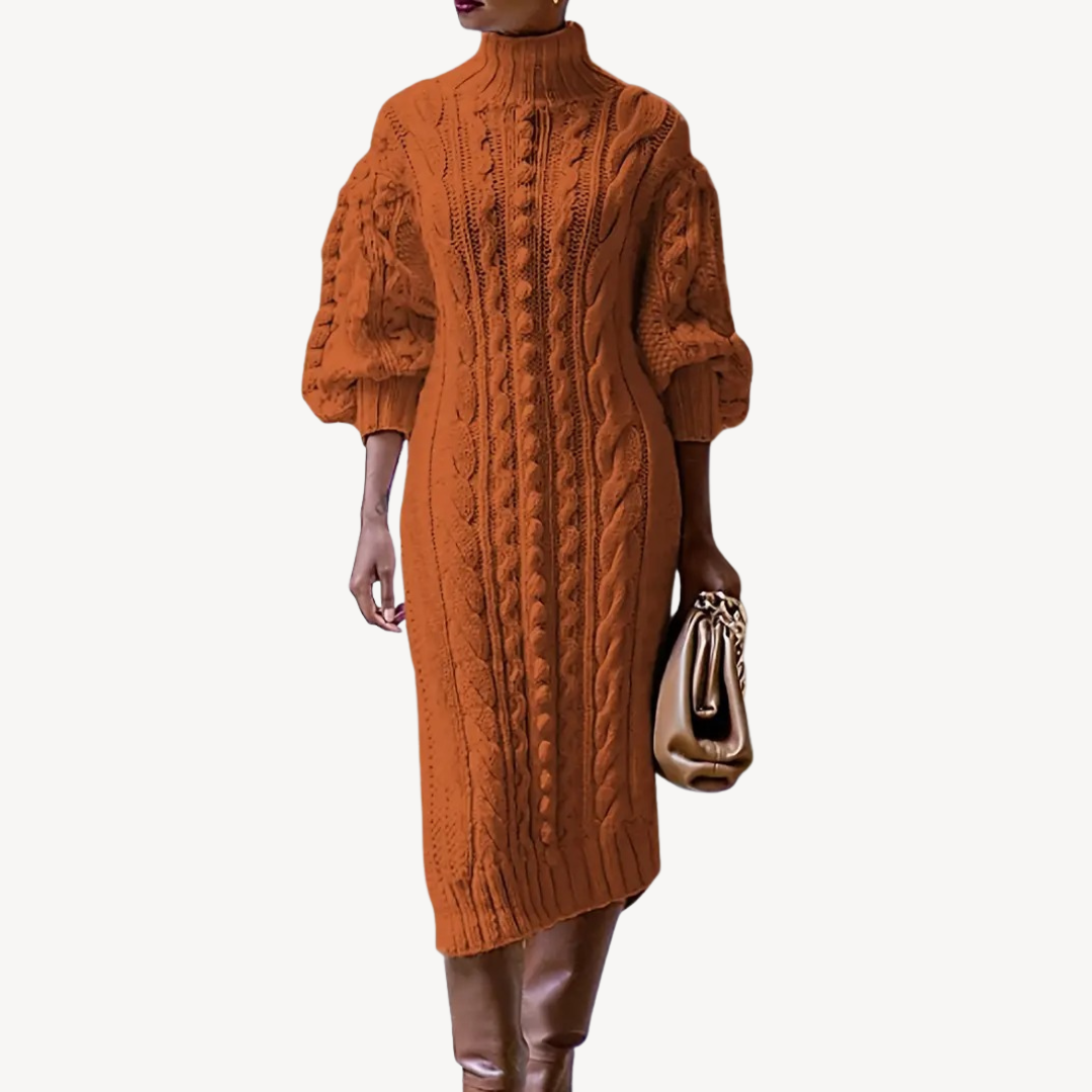 Warm Crew Neck Sweater Dress for Ladies - OutfitLondon
