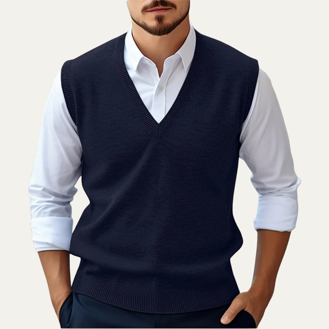 Men's Simple Crew Neck Knit Vest - OutfitLondon