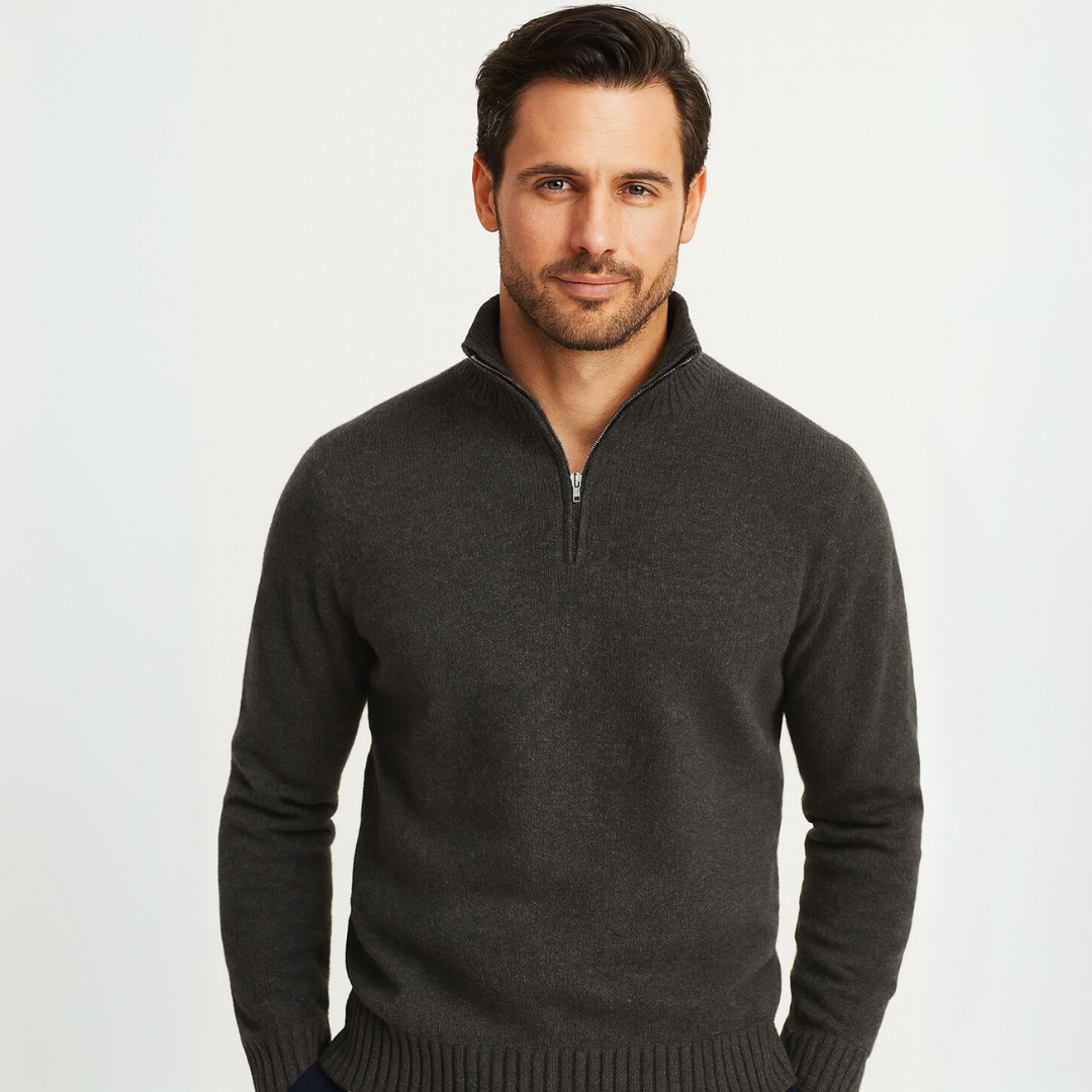 Soft Men's Zip Up Crew Sweater - OutfitLondon