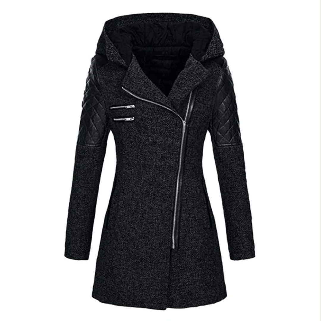 Warm Waterproof Ladies Long Asymmetrical Coat