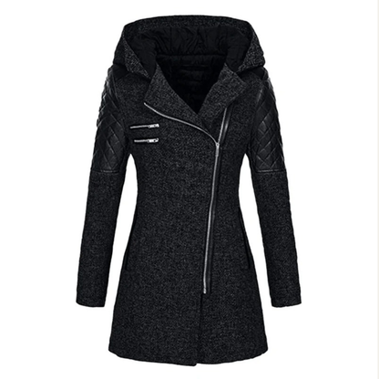 Warm Waterproof Ladies Long Asymmetrical Coat