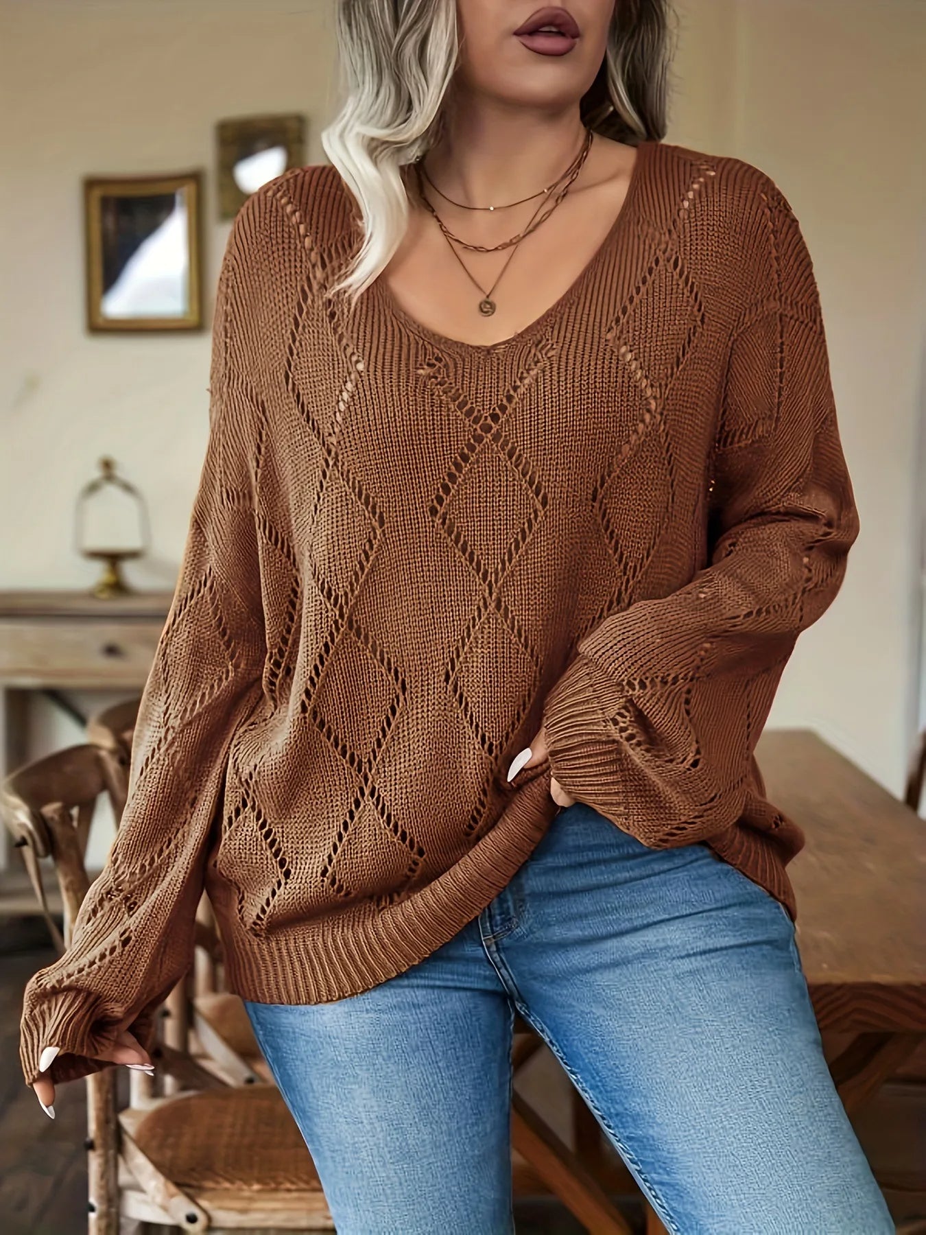 Comfy Large Knit Sweater for Women - OutfitLondon