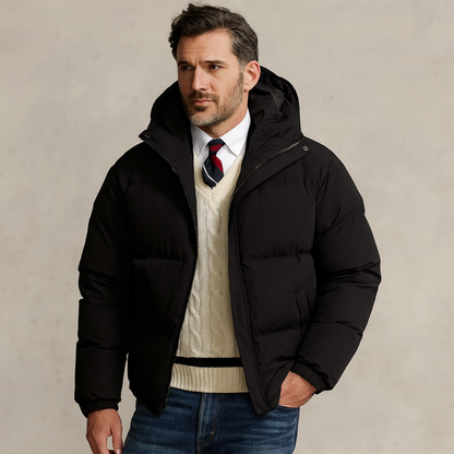 Warm Men's Padded Parka Jacket with Hood