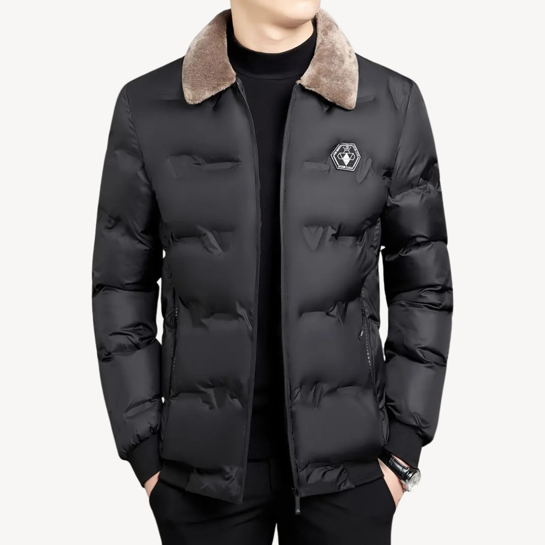 Warm Waterproof Mens Coat with Faux Fur Hood - OutfitLondon