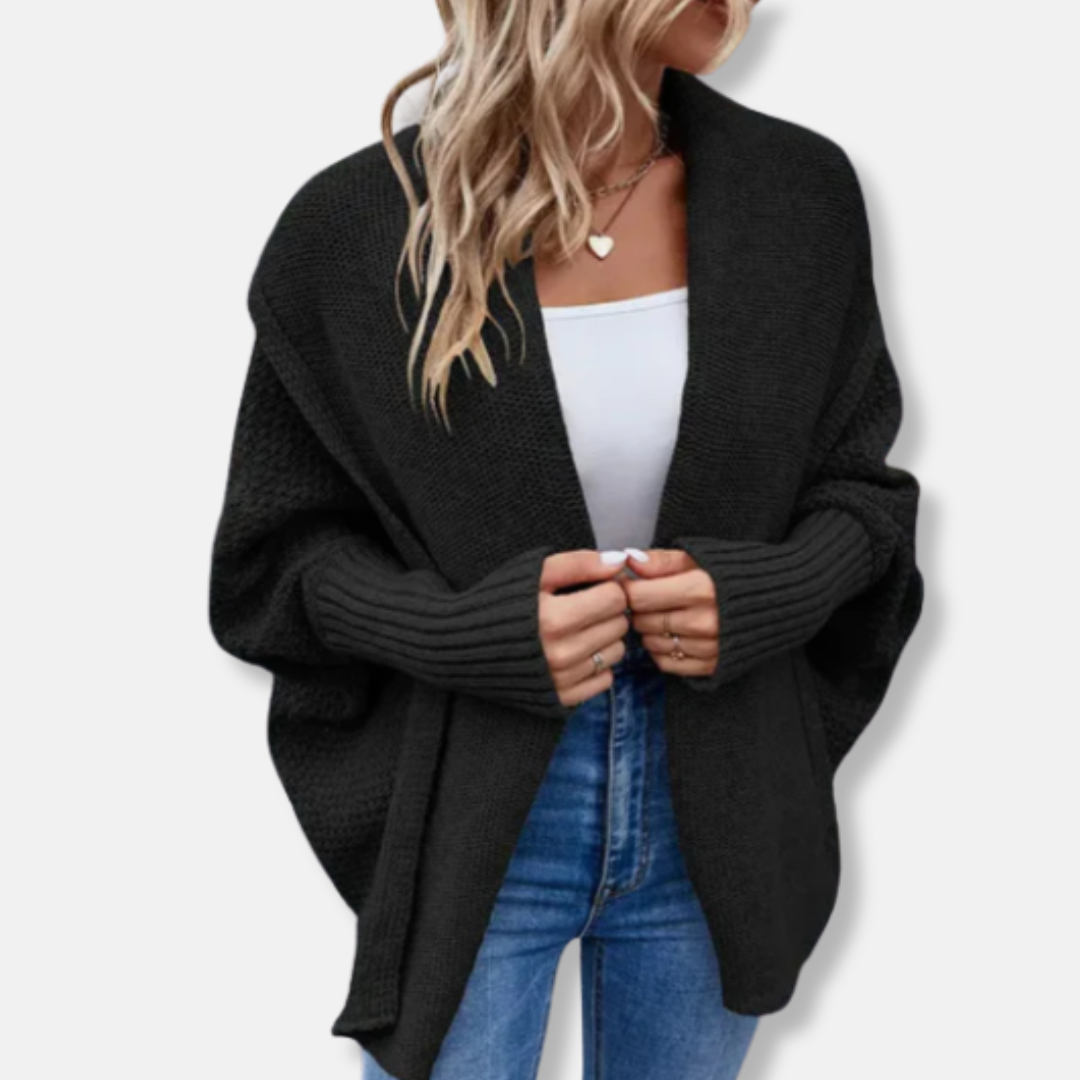 Cozy Large Knit Cardigan with Thick Cuffs - OutfitLondon