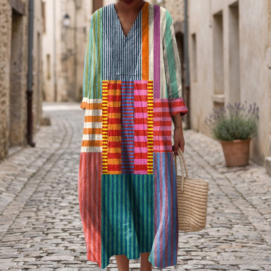 Relaxed Fit Maxi Dress with Long Sleeves - OutfitLondon