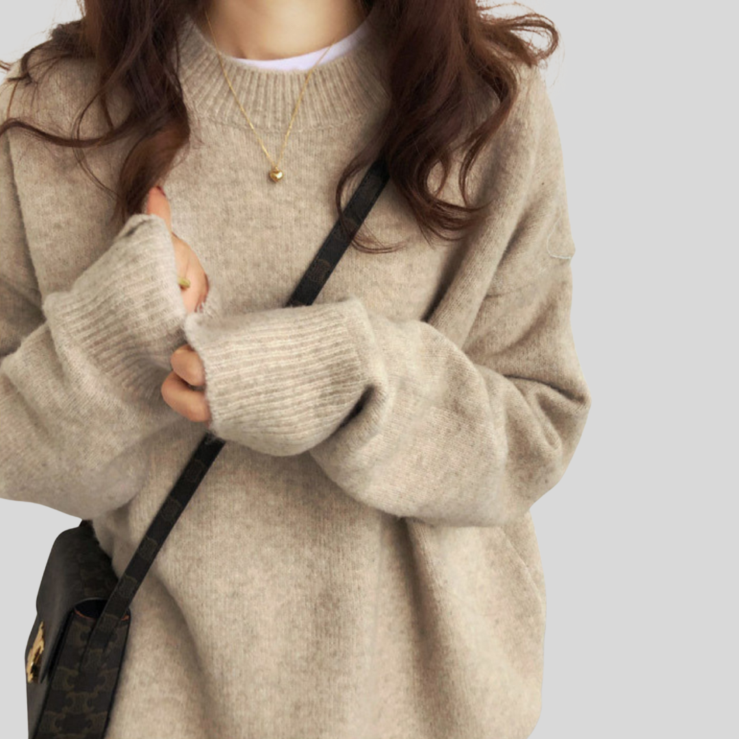 Comfy Crew Neck Long Sleeve Sweater - OutfitLondon