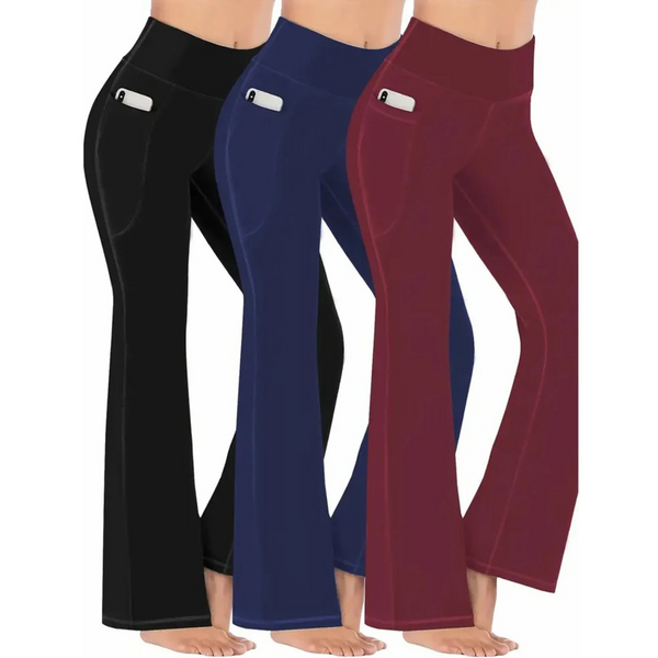 Relaxed Fit High Waist Flare Leg Pants - OutfitLondon