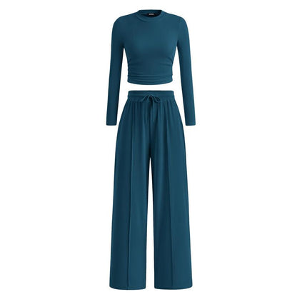 Soft Knit Long Sleeve Crop Top and Legging Set