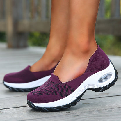 Women's Fly-Woven Fabric Athletic Low Heel Sneakers