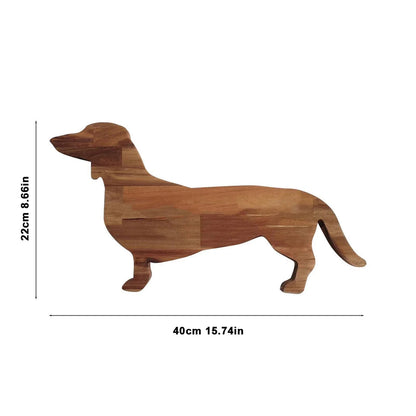 Wooden Home Funny Dachshund Dog Dinner Plate