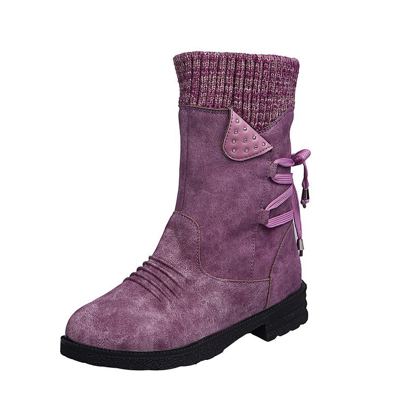 Waterproof Suede Block Heel Ankle Boots Side Zipper Booties