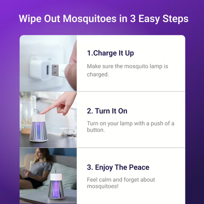 Mosquito Zapper Lamp for Indoor & Outdoor Use - Rechargeable, No Chemicals, Safe Mosquito Trap
