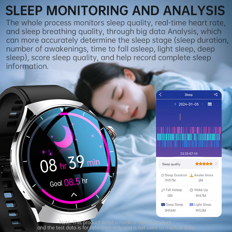 One-click Blood Pressure Blood Sugar ECG/EKG HRV Heart Rate Monitor Health Smart Watch