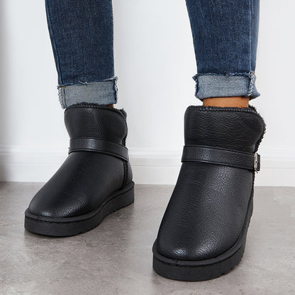 Warm Fur Lining Winter Booties Furry Waterproof Ankle Snow Boots
