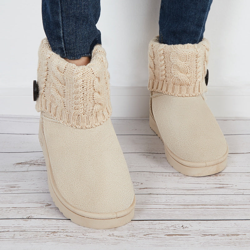Faux Fur Lined Warm Snow Booties Winter Slip on Ankle Boots