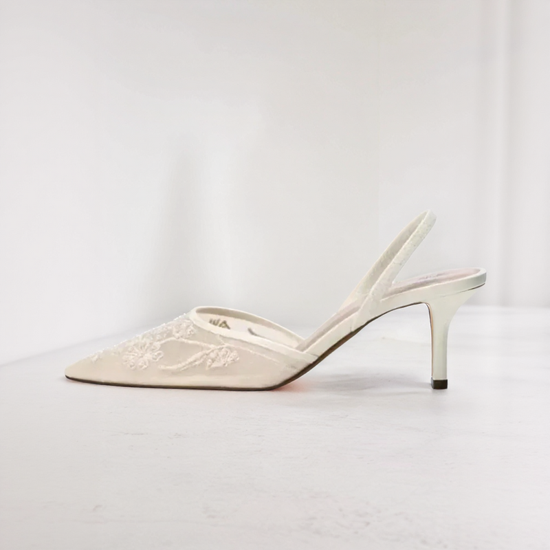 Elegant Embroidered Slingback Heels for Women