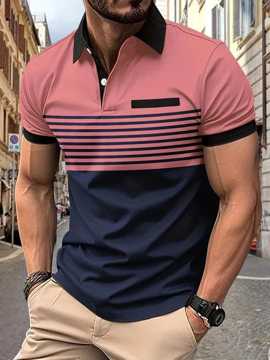 Classic Stripe Short Sleeve Polo Shirt