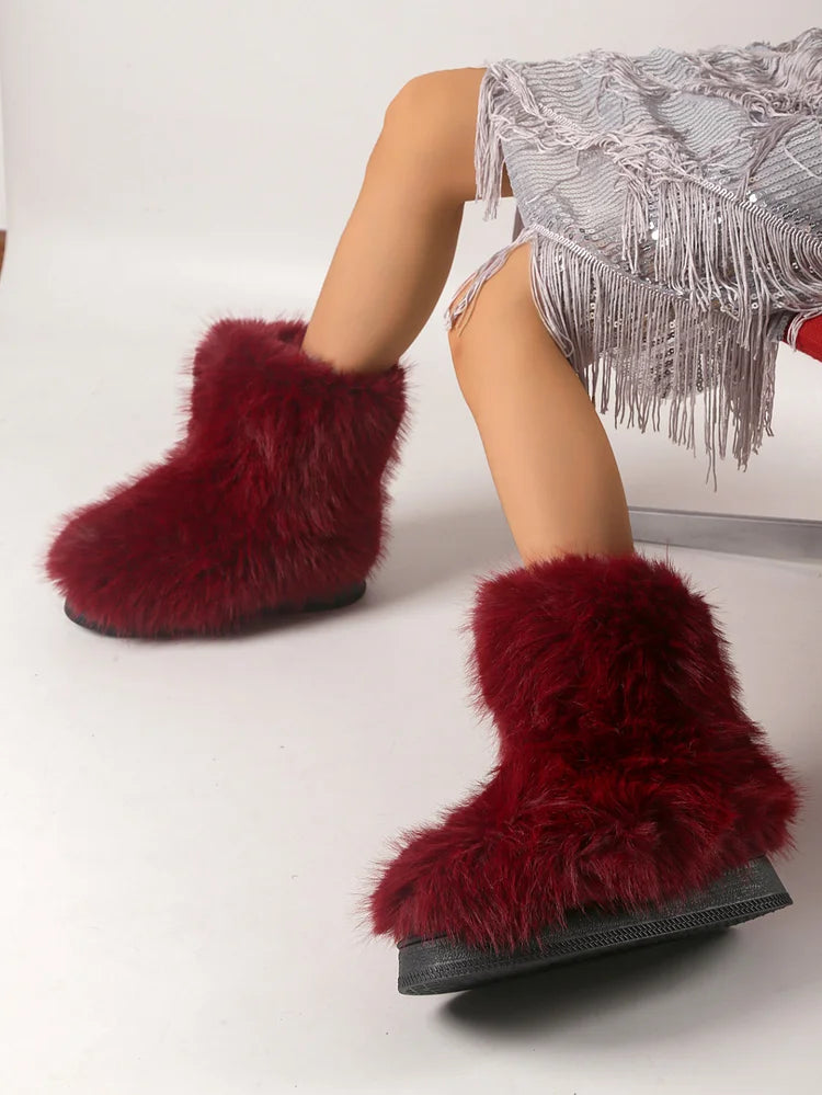 Warm Faux Fur Ankle Boots for Women