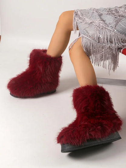 Warm Faux Fur Ankle Boots for Women