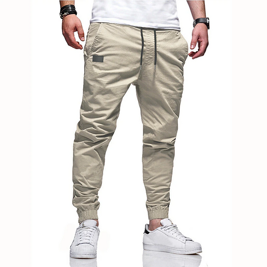 Men's Cargo Pants Joggers Trousers Drawstring Elastic Waistband Stylish Simple Solid Color