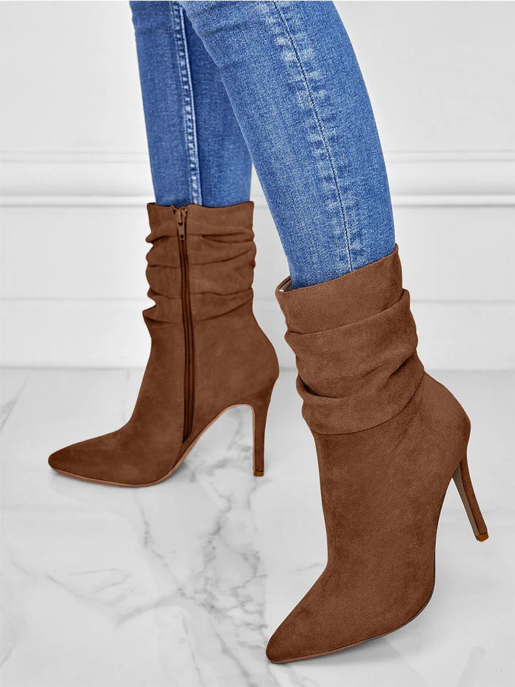 Chic Pointed Toe High Heel Booties