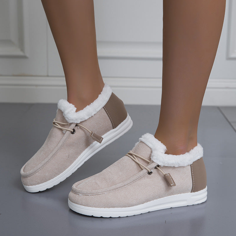 Flat Slip-On Bootie Warm Lining Ankle Snow Boots