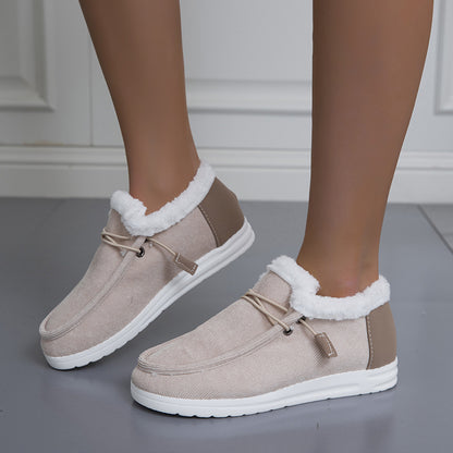 Flat Slip-On Bootie Warm Lining Ankle Snow Boots