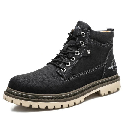 Men’s Lace-Up Ankle Boots with Rugged Outsole and Padded Collar