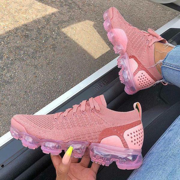 Womens Fashion Air Cushion Sneakers Lace Up Mesh Breathable Running Shoes