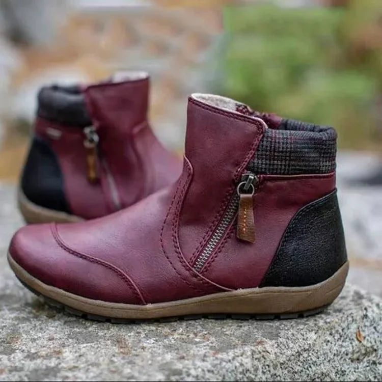 Ladies Low Heel Zip Boots