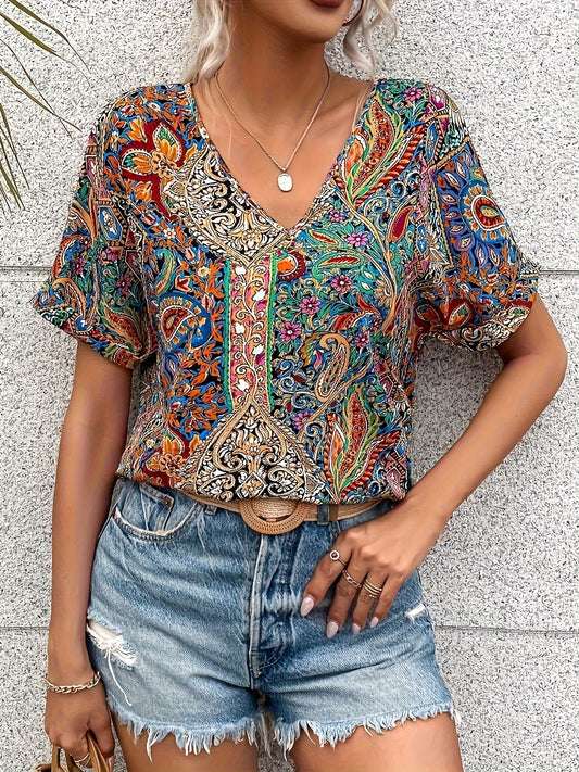 Elegant Patterned Ladies Blouse - OutfitLondon