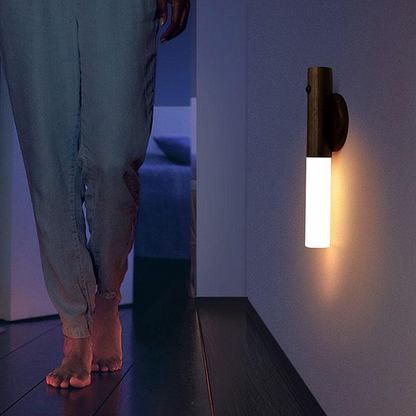 Rotatable Wooden LED Wall Lamp - Magnetic Detachable & Stepless Dimming Rechargeable Wall Light