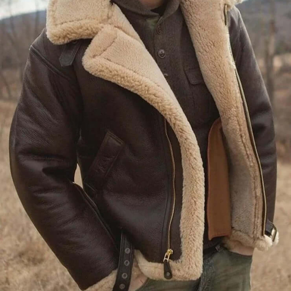 Luxurious Leather Aviator Jacket - OutfitLondon