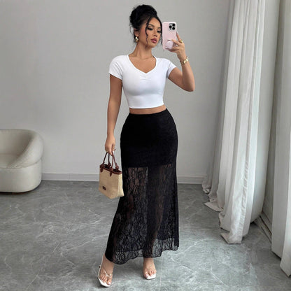 Women's Elegant Lace High Waist Sheath Skirt