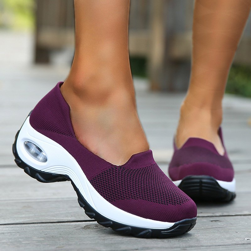 Women's Fly-Woven Fabric Athletic Low Heel Sneakers