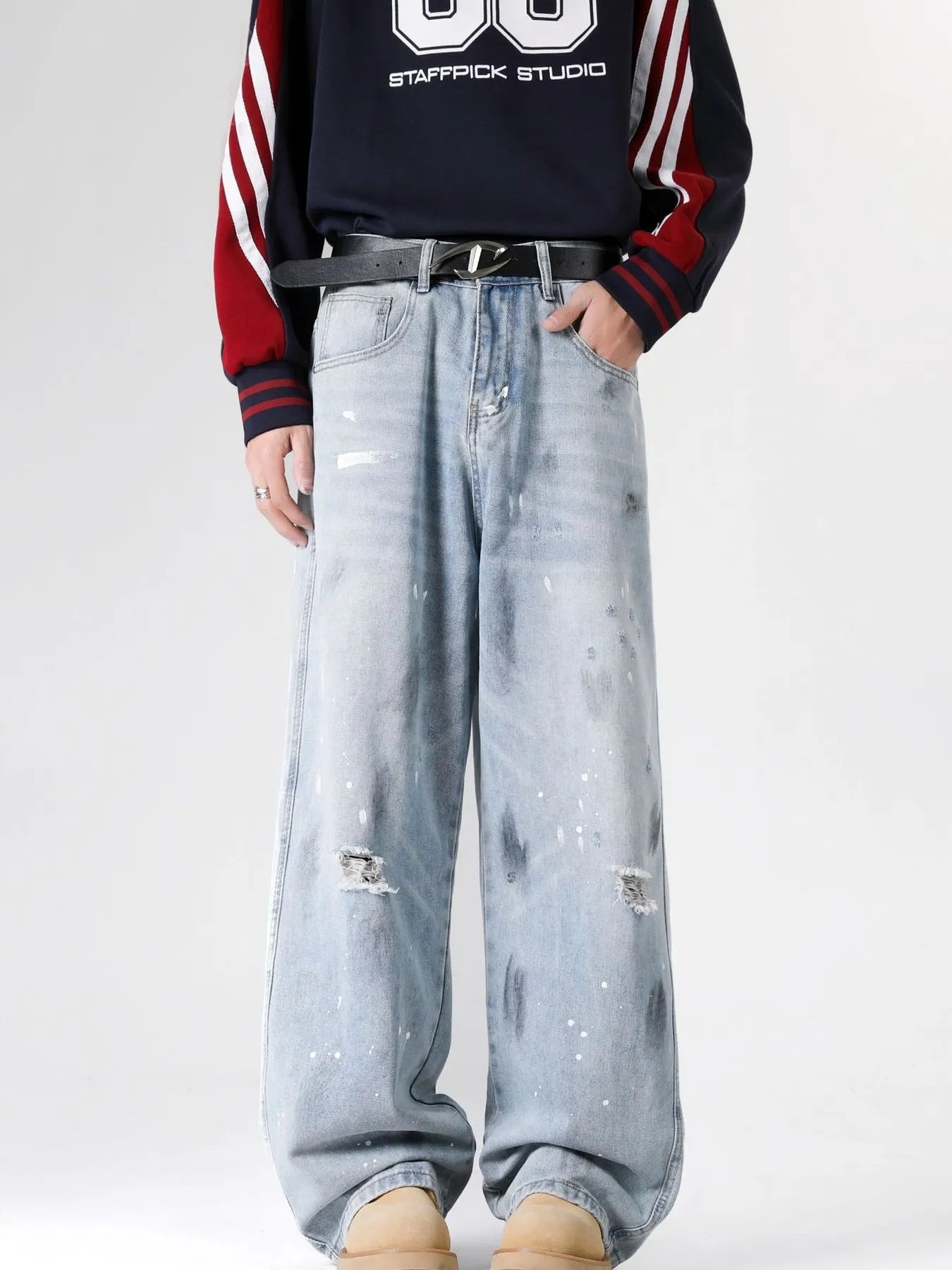 Comfortable Loose Fit Distressed Jeans - OutfitLondon