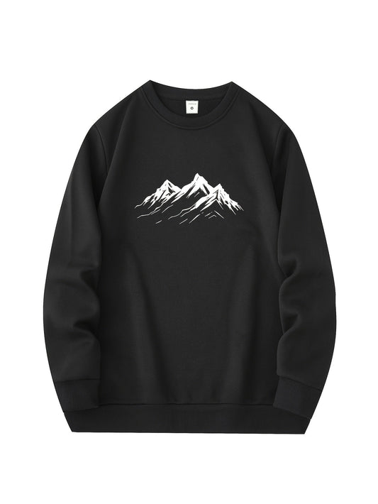 Warm Mens Fleece Sweatshirt with Mountain Graphic - OutfitLondon