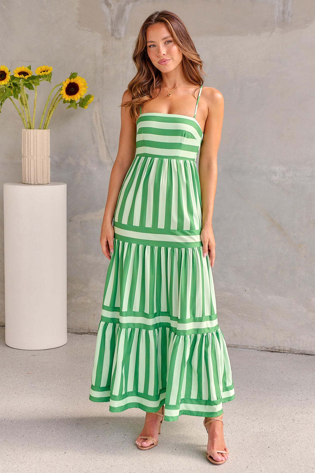 Women's Casual Striped Cotton Suspender Dress