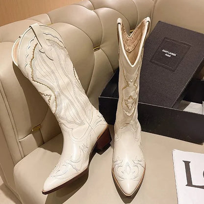 Rugged Embroidered Western Cowboy Boots