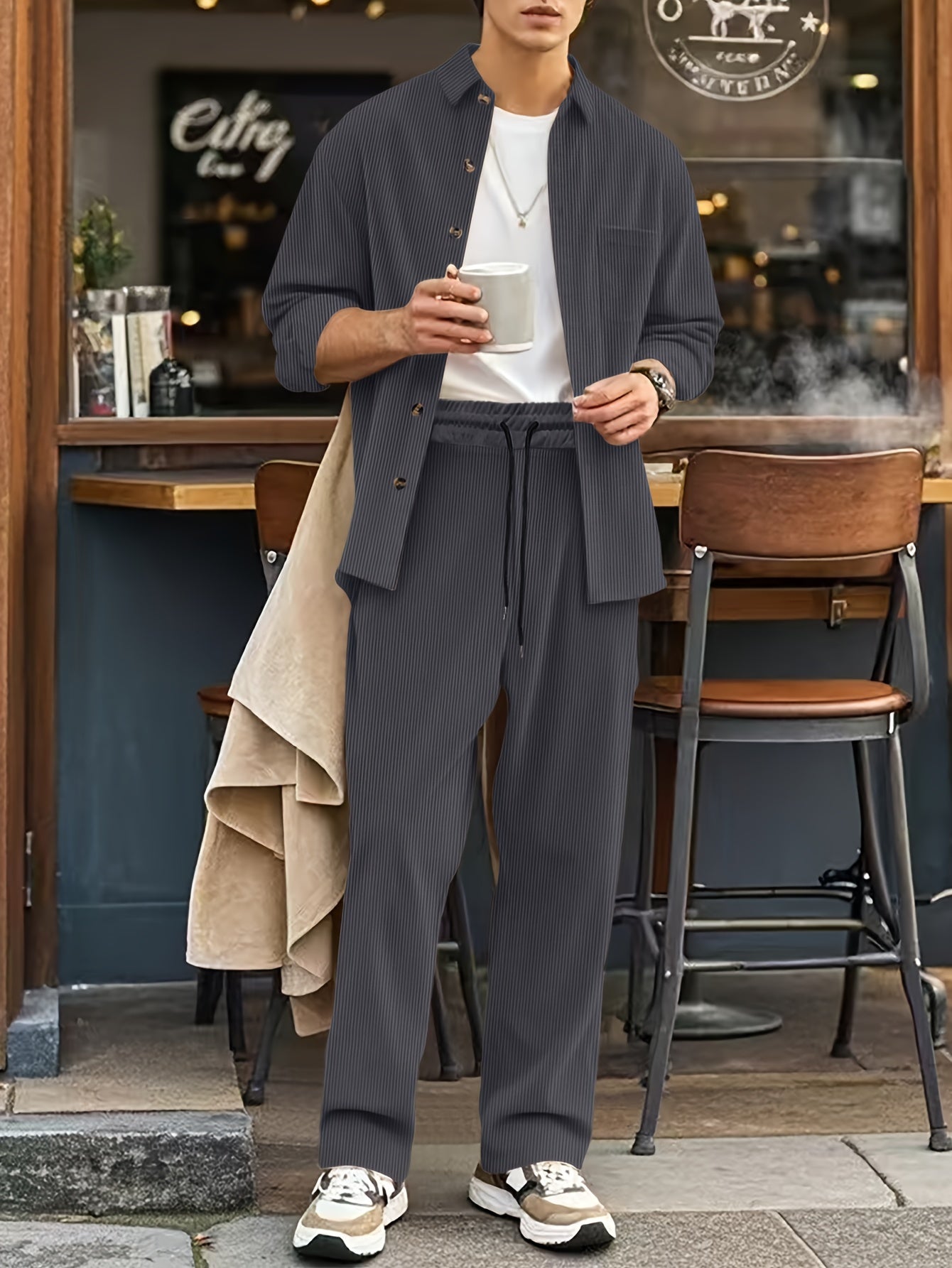 Relaxed Fit Athletic Tracksuit for Men