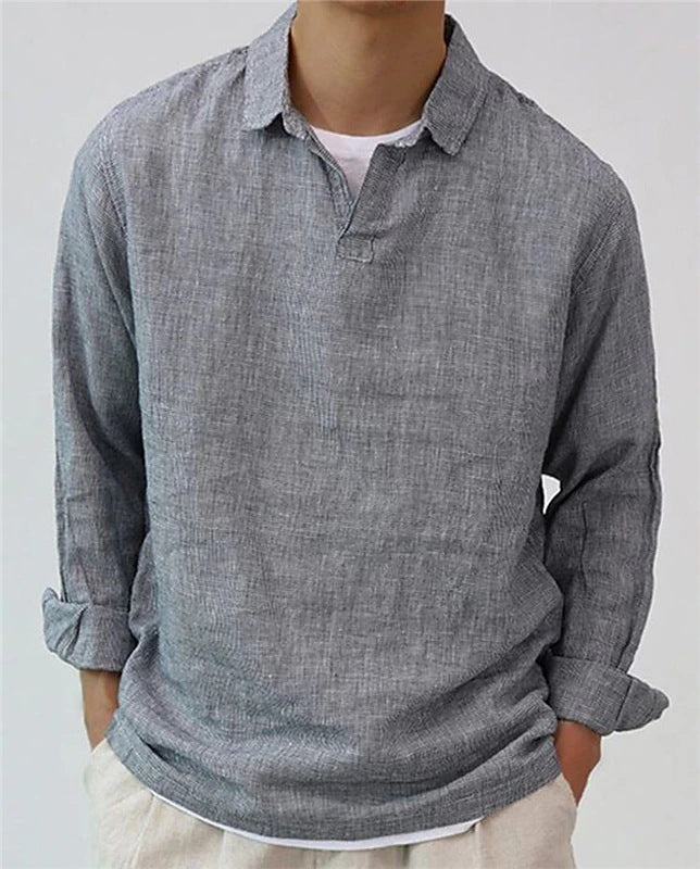 Men's Casual Cotton Pullover Shirt