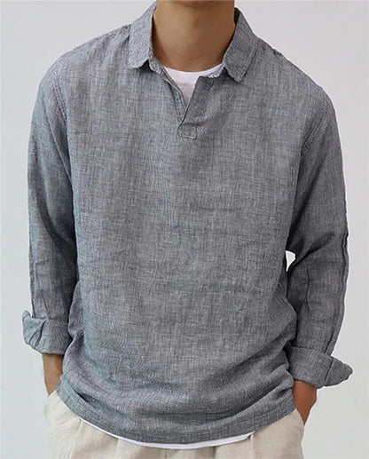 Men's Casual Cotton Pullover Shirt