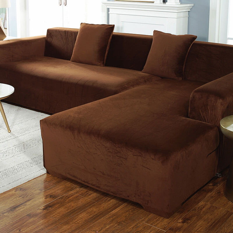 Velvet Plush Corner Sectional Corner Sofa Covers , Stretch Sofa Slipcover