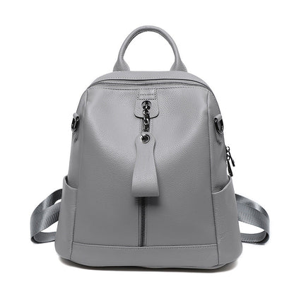 Women's Stylish Leather Backpack with Multiple Compartments