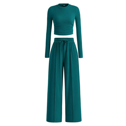 Soft Knit Long Sleeve Crop Top and Legging Set